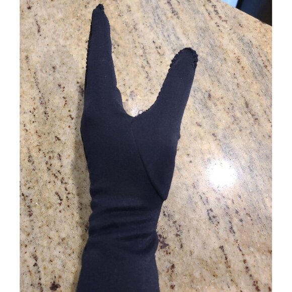 Vintage Size M Blue Nylon Stretch Formal 10.5" Long Gloves Stitching Detail - Picture 11 of 16